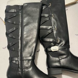 Thalia Sodi black knee-high wide calf  riding boots